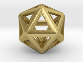 Iconsahedron bead in Natural Brass
