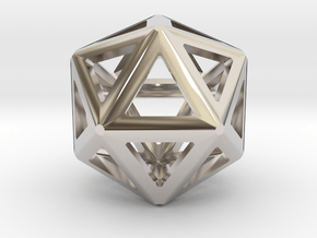 Iconsahedron bead in Rhodium Plated Brass