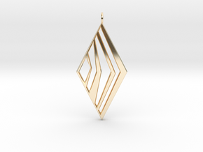 Ribbed Diamond E in 14k Gold Plated Brass