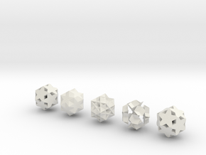 Self Intersecting Quasi Regular Polyhedra in White Natural Versatile Plastic