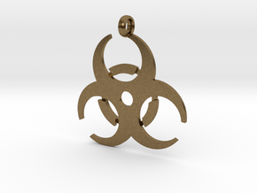 Biohazard necklace charm (simple) in Natural Bronze