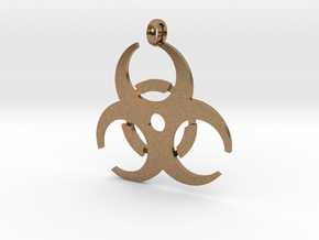 Biohazard necklace charm (simple) in Natural Brass