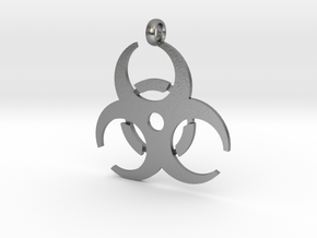 Biohazard necklace charm (simple) in Natural Silver