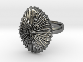 Fungia Coral Ring - Marine Biology Jewelry in Polished Silver: 7 / 54
