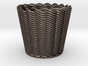  Basket in Polished Bronzed-Silver Steel
