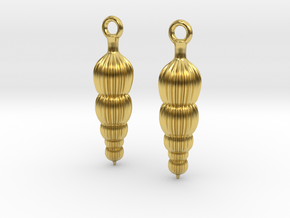 Amphicoryna Foraminifera Earrings  in Polished Brass