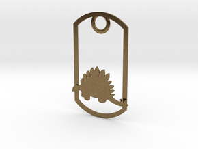 Stegosaurus dog tag in Natural Bronze