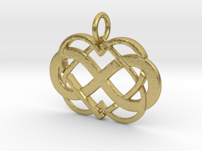 Double Infinity Heart Polyamory Pendant in Natural Brass