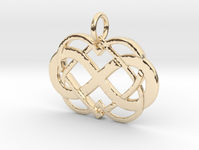 Double Infinity Heart Polyamory Pendant in 14k Gold Plated Brass