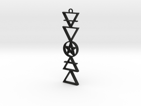 Elemental Symbols Pendant with Pentacle in Black Premium Versatile Plastic