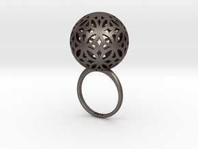 BRIDGE RING . SMALL in Polished Bronzed-Silver Steel: 5 / 49