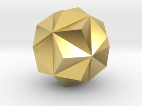 Small Triambic Icosahedron - 10 mm in Polished Brass