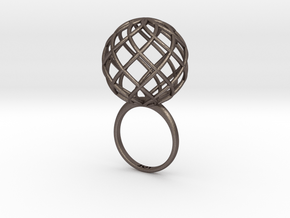 AIR RING . SMALL in Polished Bronzed-Silver Steel: 5 / 49