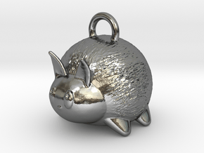 Bunny Necklace Charm or Pendant in Polished Silver