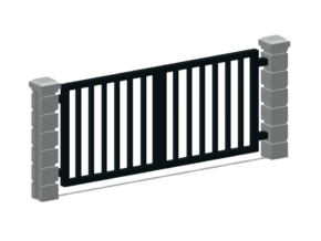 Block Wall - Rod Iron Vehicle Gate-1 in White Natural Versatile Plastic: 1:87 - HO