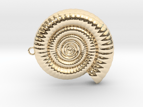 Clamshell - Ammonite Charm 3D Model  -  3D Pendant in 14k Gold Plated Brass
