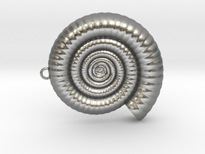 Clamshell - Ammonite Charm 3D Model  -  3D Pendant in Natural Silver