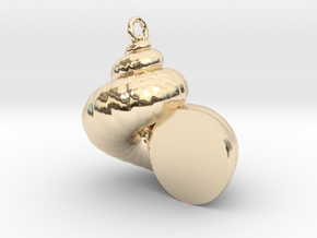 Cockleshell - Snail Mollusc Charm 3D Model Pendant in 14k Gold Plated Brass