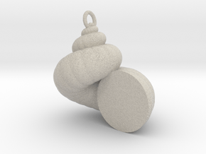 Cockleshell - Snail Mollusc Charm 3D Model Pendant in Natural Sandstone