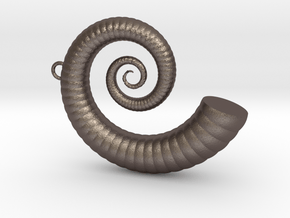 Cockleshell - Snail Mollusc Charm 3D Model   in Polished Bronzed-Silver Steel