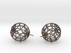 AIR EARRING . BIG in Polished Bronzed-Silver Steel