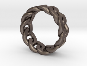 Chain Ring in Polished Bronzed-Silver Steel