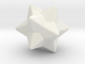  Medial Rhombic Triacontahedron - 1 inch - V2 in White Natural Versatile Plastic