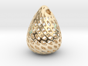 Big Patterned Egg Pendant - Metallic Material in 14K Yellow Gold