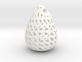 Big Patterned Egg Pendant - Metallic Material in White Processed Versatile Plastic