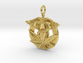Medical Marijuana Pendant Greek Meander in Polished Brass