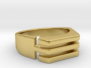 Three lines Seal [sizable ring] in Polished Brass