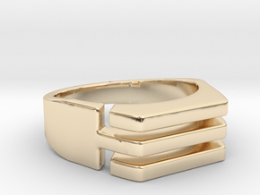 Three lines Seal [sizable ring] in 14K Yellow Gold