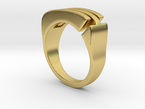 Large three lines Seal [sizable ring] in Polished Brass