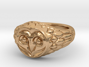 Owl Ring - Spirit Animal - Signet Ring Style in Polished Bronze