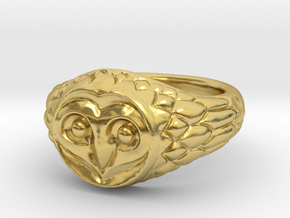 Owl Ring - Spirit Animal - Signet Ring Style in Polished Brass