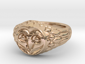 Owl Ring - Spirit Animal - Signet Ring Style in 14k Rose Gold
