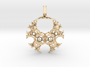 Kleinian Fractal wireframe v5 (flat edges) in 14K Yellow Gold