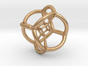 4d Tesseract Bead - Multidimensional Math Art Pend in Natural Bronze