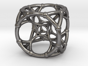4d Polytope Bead - Multidimensional Math Art Penda in Polished Nickel Steel