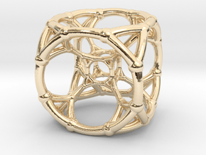 4d Polytope Bead - Multidimensional Math Art Penda in 14k Gold Plated Brass