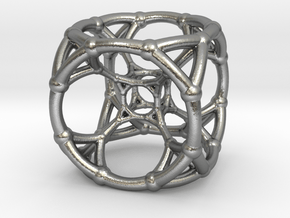 4d Polytope Bead - Multidimensional Math Art Penda in Natural Silver