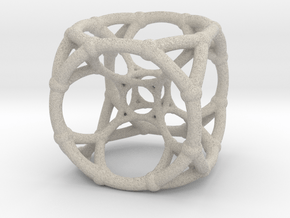 4d Polytope Bead - Multidimensional Math Art Penda in Natural Sandstone
