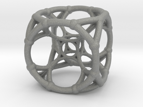 4d Polytope Bead - Multidimensional Math Art Penda in Gray PA12