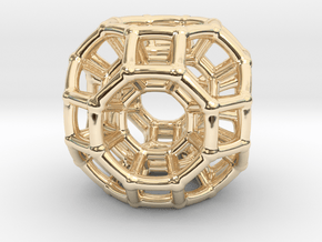 4d Non-Euclidean Bead - Multidimensional Theory Pe in 14k Gold Plated Brass