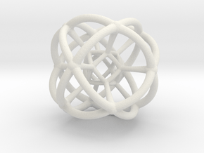 4d Geometric Bead - Hypersphere Math Art Pendant 3 in White Natural Versatile Plastic