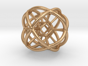 4d Geometric Bead - Hypersphere Math Art Pendant 3 in Natural Bronze