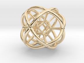 4d Geometric Bead - Hypersphere Math Art Pendant 3 in 14k Gold Plated Brass
