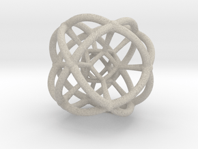 4d Geometric Bead - Hypersphere Math Art Pendant 3 in Natural Sandstone