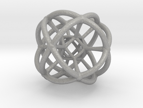 4d Geometric Bead - Hypersphere Math Art Pendant 3 in Aluminum