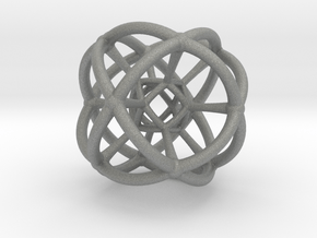 4d Geometric Bead - Hypersphere Math Art Pendant 3 in Gray PA12